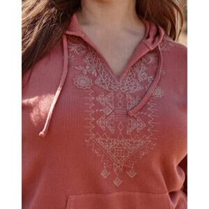 J. Jill Southwestern Ribbed Drawstring Salmon Colored Ribbed Top Size XL